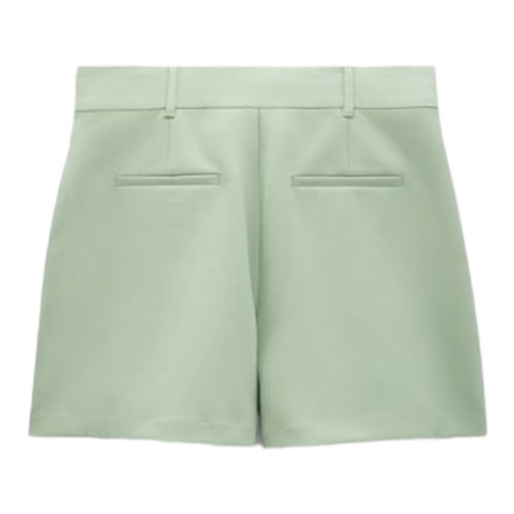 ZARA Light Green High Rise Pleated Shorts NWT Size S XL - Picture 3 of 15